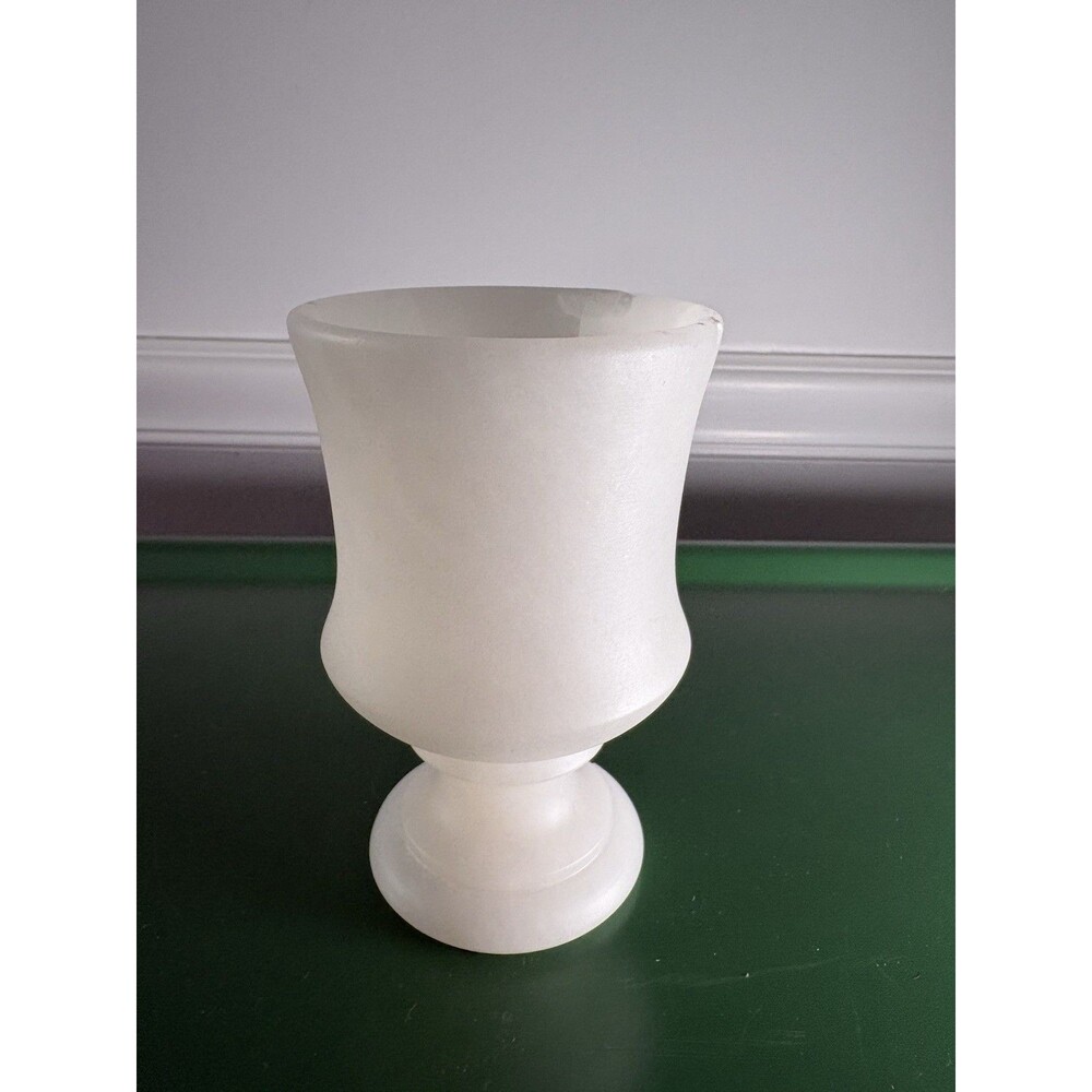 Vintage Restoration‎ Hardware Alabaster Stone Goblet Cup Spain Hand Carved AS IS